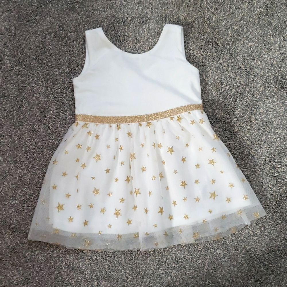 The Childrens Place Toddler Girls Glitter Star Knit Tulle Woven Holiday Dress 2T